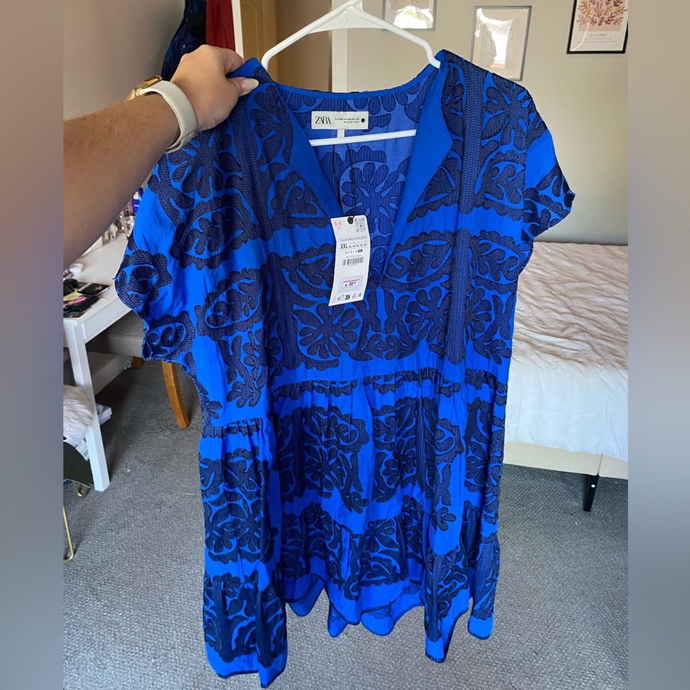 Zara Embroidered Tiered Minidress - XXL